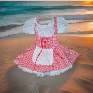 California Costumes Red and White Gingham Kids Dress with Apron